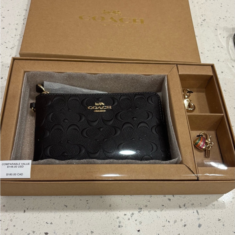 *SOLD* Coach Boxed Wristlet & Charm Signature Gift Set